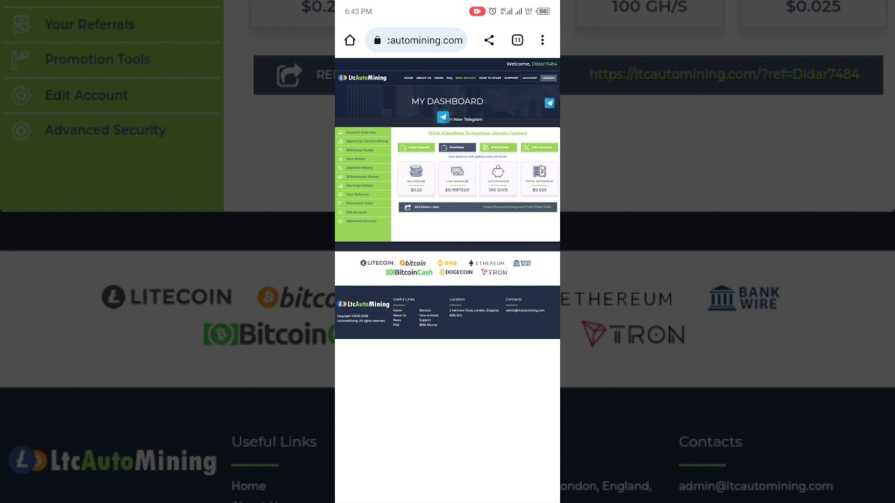 LTC Automatic Mining #short #bitcoin #onlineearning