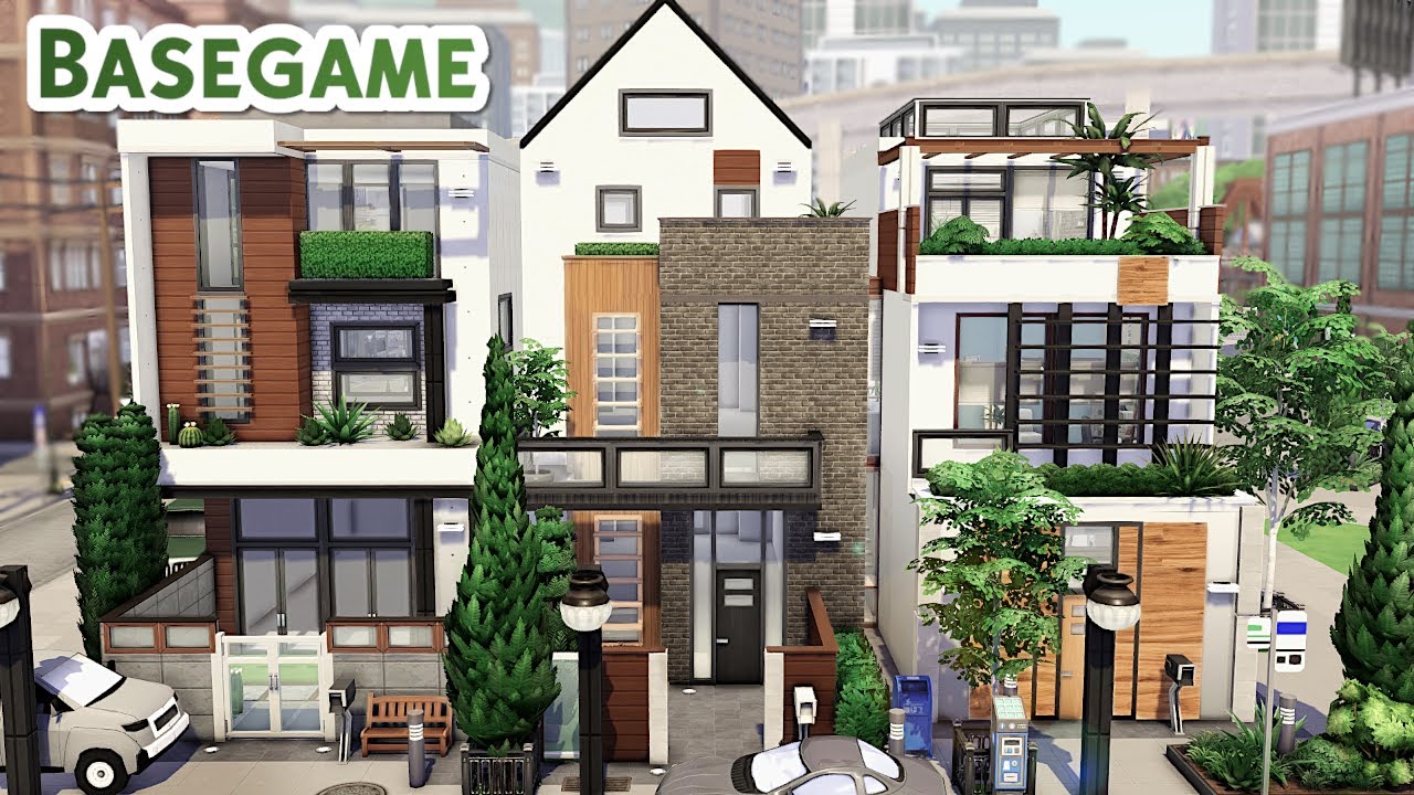 Base Game Townhouses | The Sims 4 - Speed Build (NO CC)