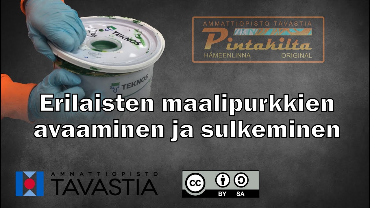 Erilaisten maalipurkkien avaaminen ja sulkeminen