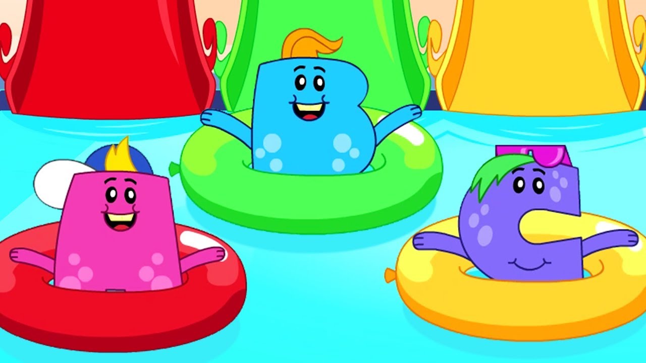 Learn Colors with ABC Monsters Magic Slide Pool Party | Pretend Play for Kids | Learning Video