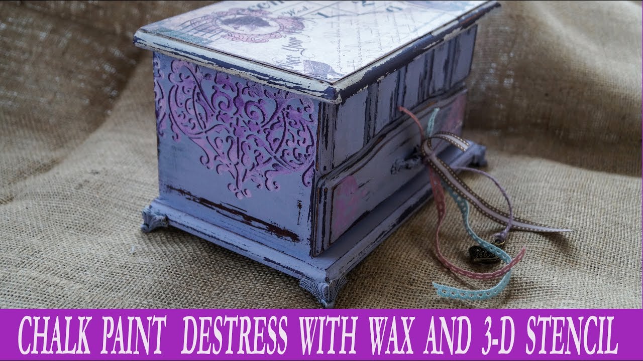 Decoupage Tutorial With  Chalk Paint and Destress With Wax - DIY Craft by Debi