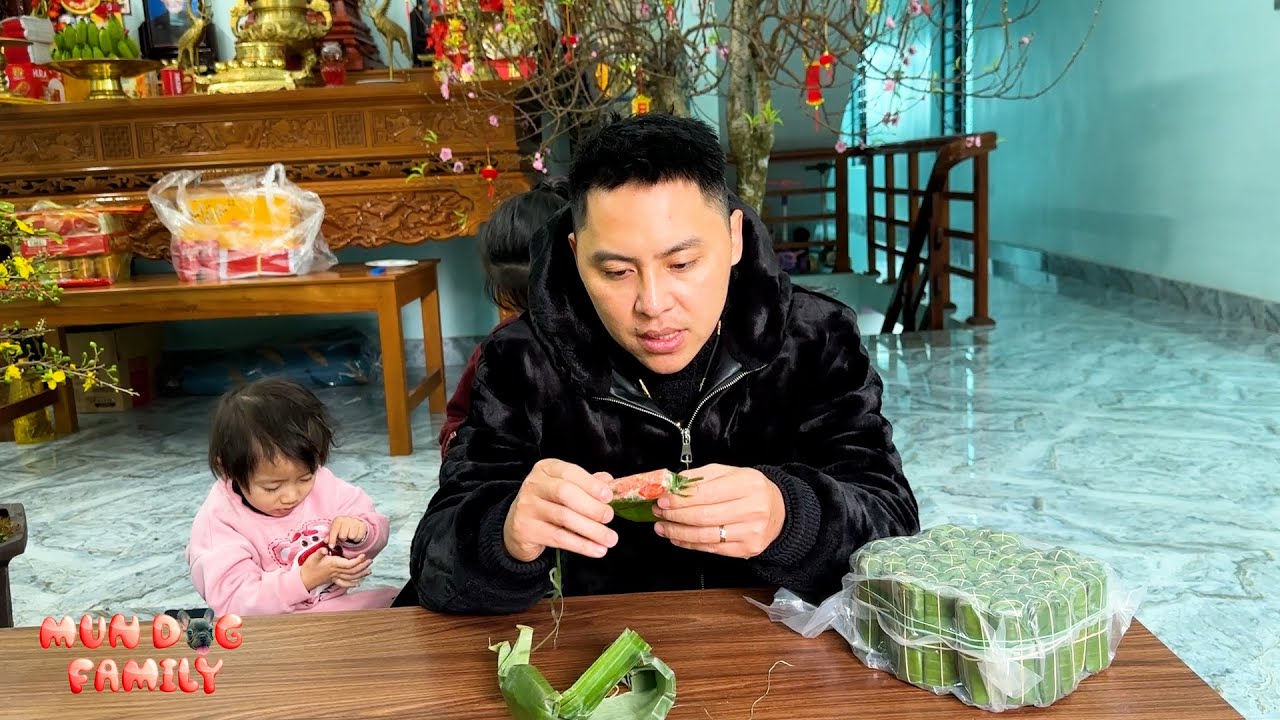 Dad tried fermented raw meat prepared for Tet
