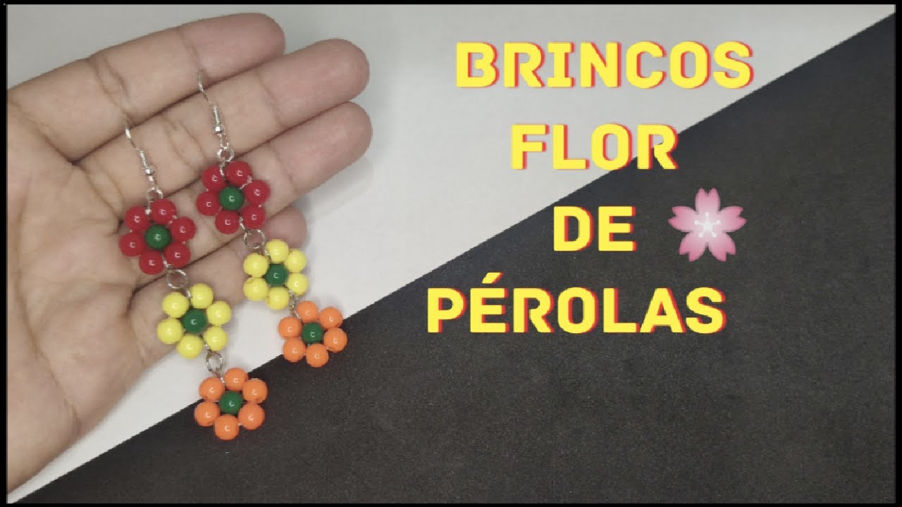Como Fazer Brincos Flor de Pérolas no passo a passo mega fácil🌸