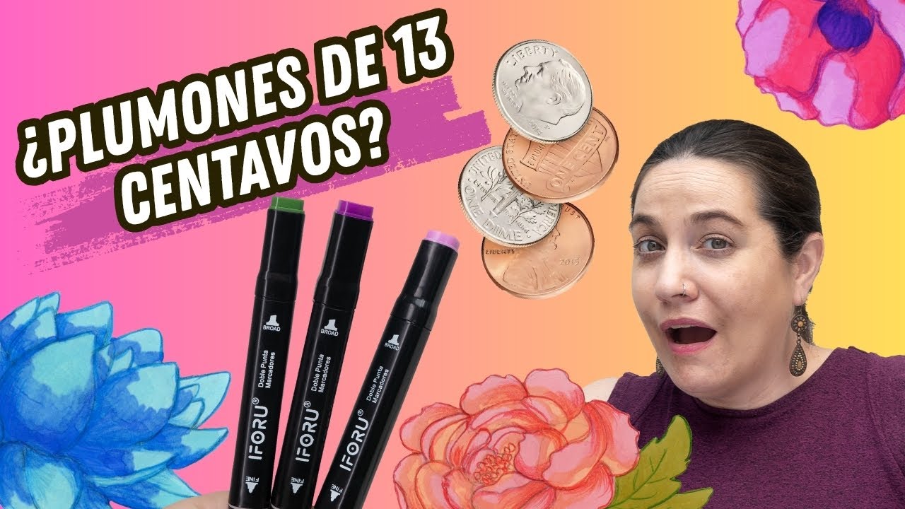 Probando Plumones de alcohol de 13 CENTAVOS, mientras dibujo flores.