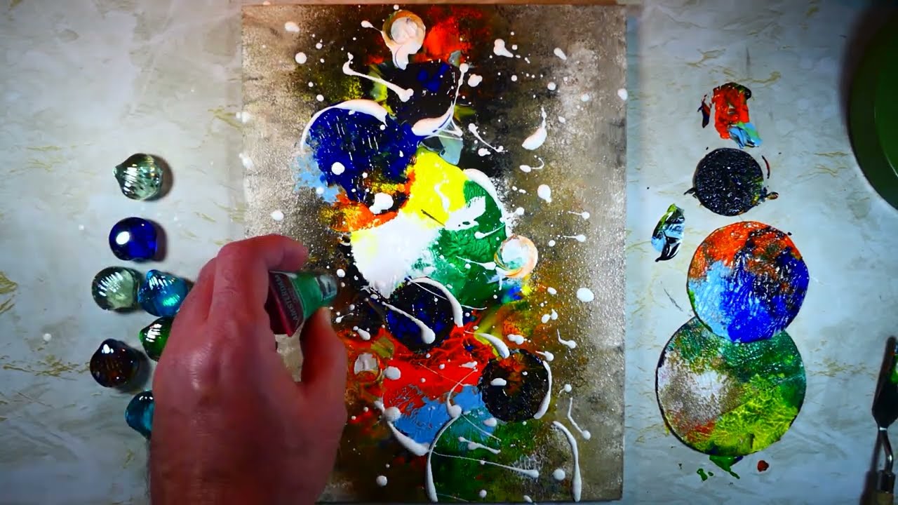 Prolific Abstract Painting In Acrylics | 4 Art Ideas | Rainy Vibes | Time Lapse