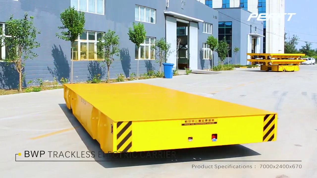 Electric trackless transport trolley running on workshop BWP 25T