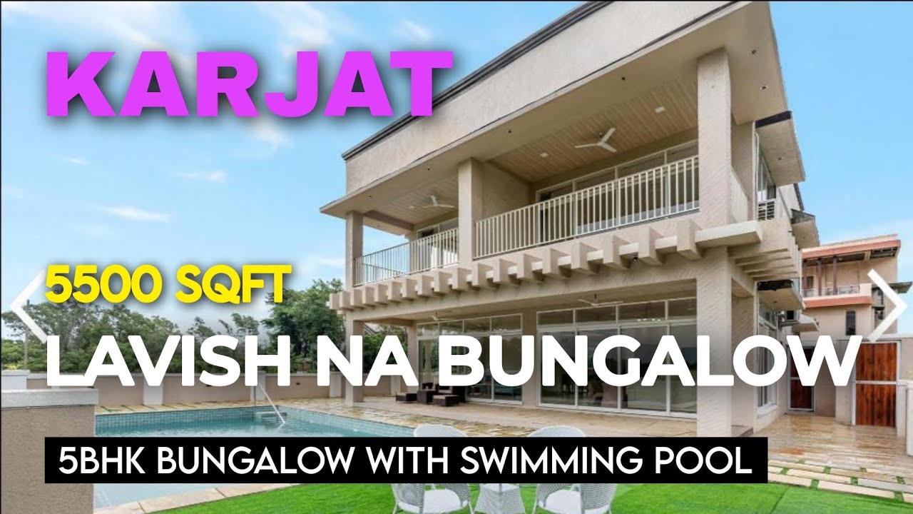 Mountain View 5BHK Bungalow with Swimming Pool on 5500 sqft NA plot Sale in Karjat.#311📱8432423999