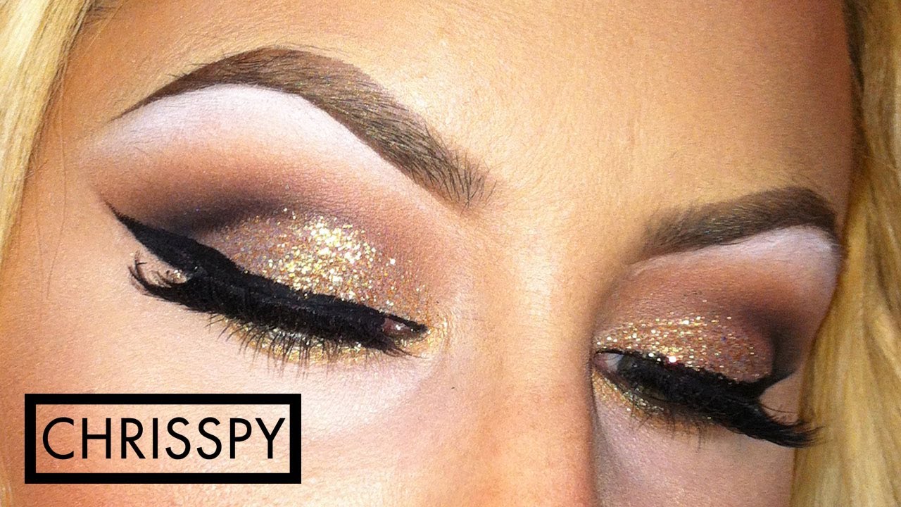 Gold Glitter Cut Crease + Brows