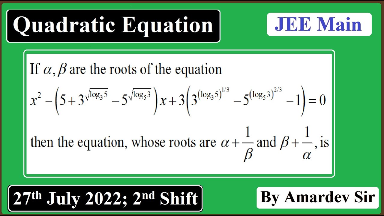 If alpha beta are the roots of the equation x^(2)-(5+3^(sqrt(log_(3)))5-5^(sqrt(log_(5)3)))x...