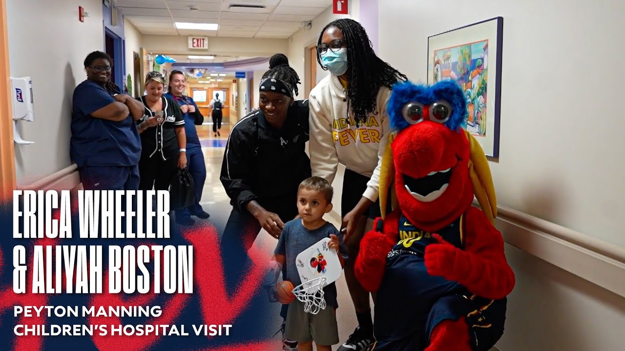 Erica Wheeler & Aliyah Boston visit Peyton Manning Children's Hospital to spend time with patients.
