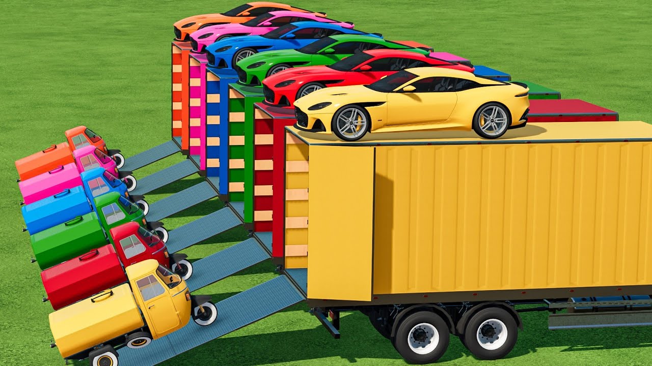 LAMBORGHINI vs MINI AUTO TRANSPORT WITH TRUCK IN FS22 | FARMING SIMULATOR 22 |