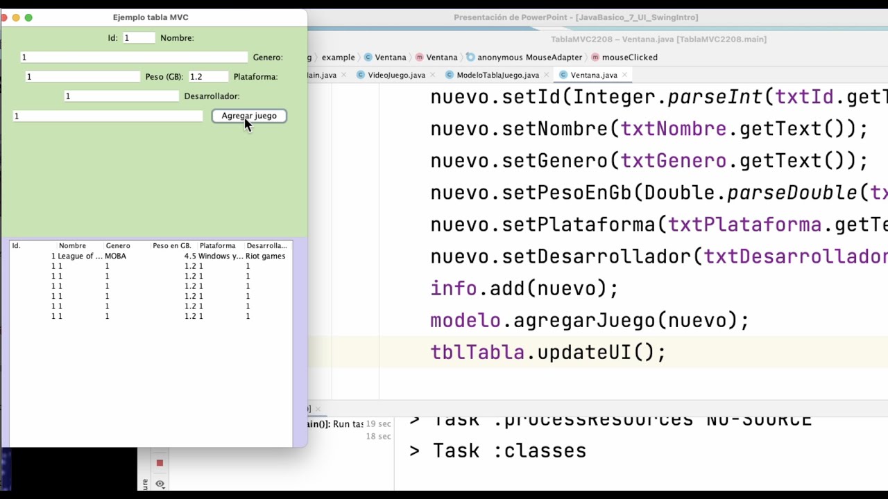 JTable y TableModel  Implementación del patrón modelo vista controlador en Java Swing