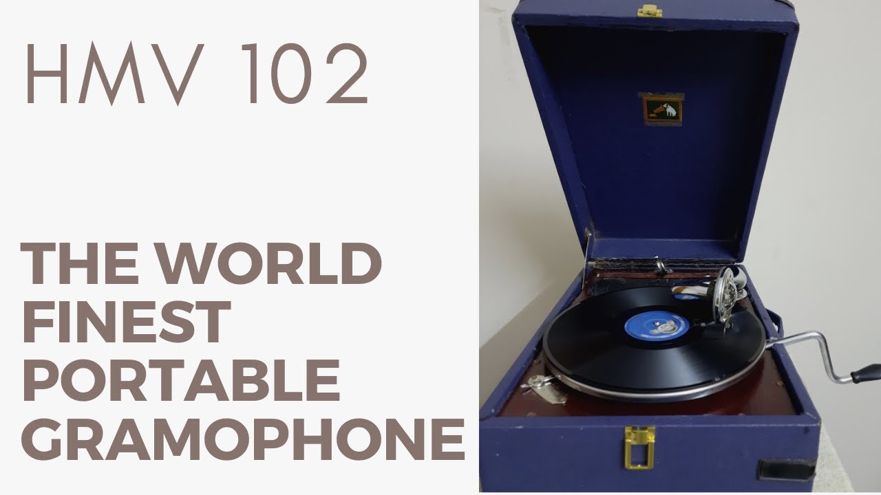 HMV Gramophone 102 Blue Made In  England Chabi Wali Machine Pathar De Record ,Price IN HINDI