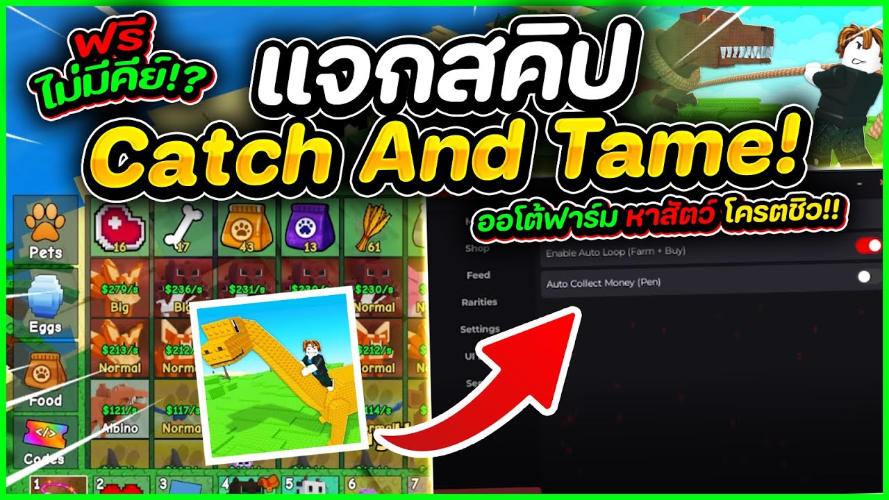 🐲⚡แจกสคิป Catch And Tame! ออโต้ฟาร์ม จับสัตว์🐺🐴 ขายออโต้ หาตัวลับ โครตเทพ!! 🔥 | (คอมและมือถือ🖥📱)