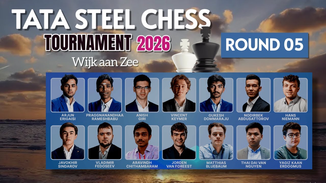 TATA STEEL CHESS 2026 | R 05 | GUKESH-ERIGAISI-SINDAROV- HANS NIEMANN-KEYMER-ABDUSATTOROV-PRAGGNANAN