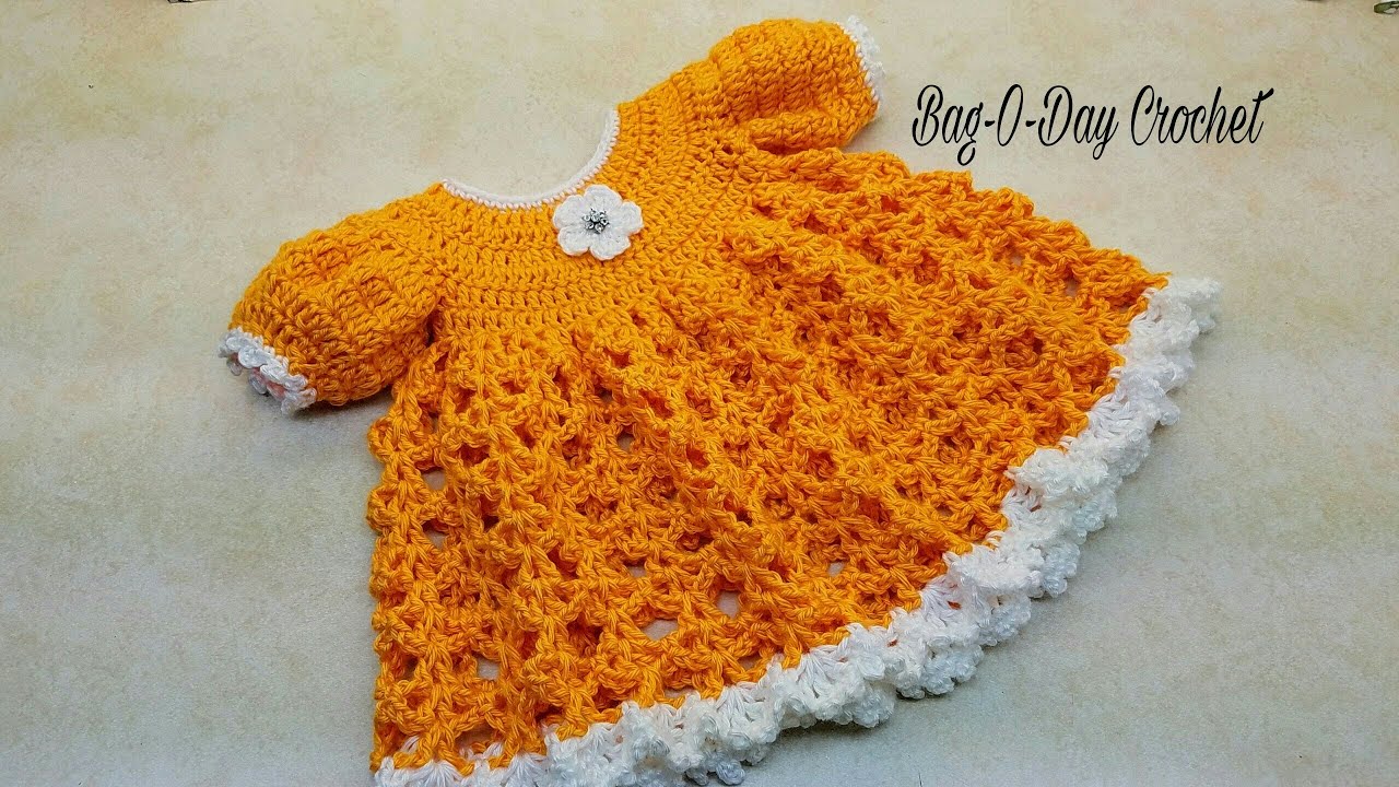 How to crochet a baby dress 6-12M | My Darlen Clementine | Bag o day Crochet Tutorial #383