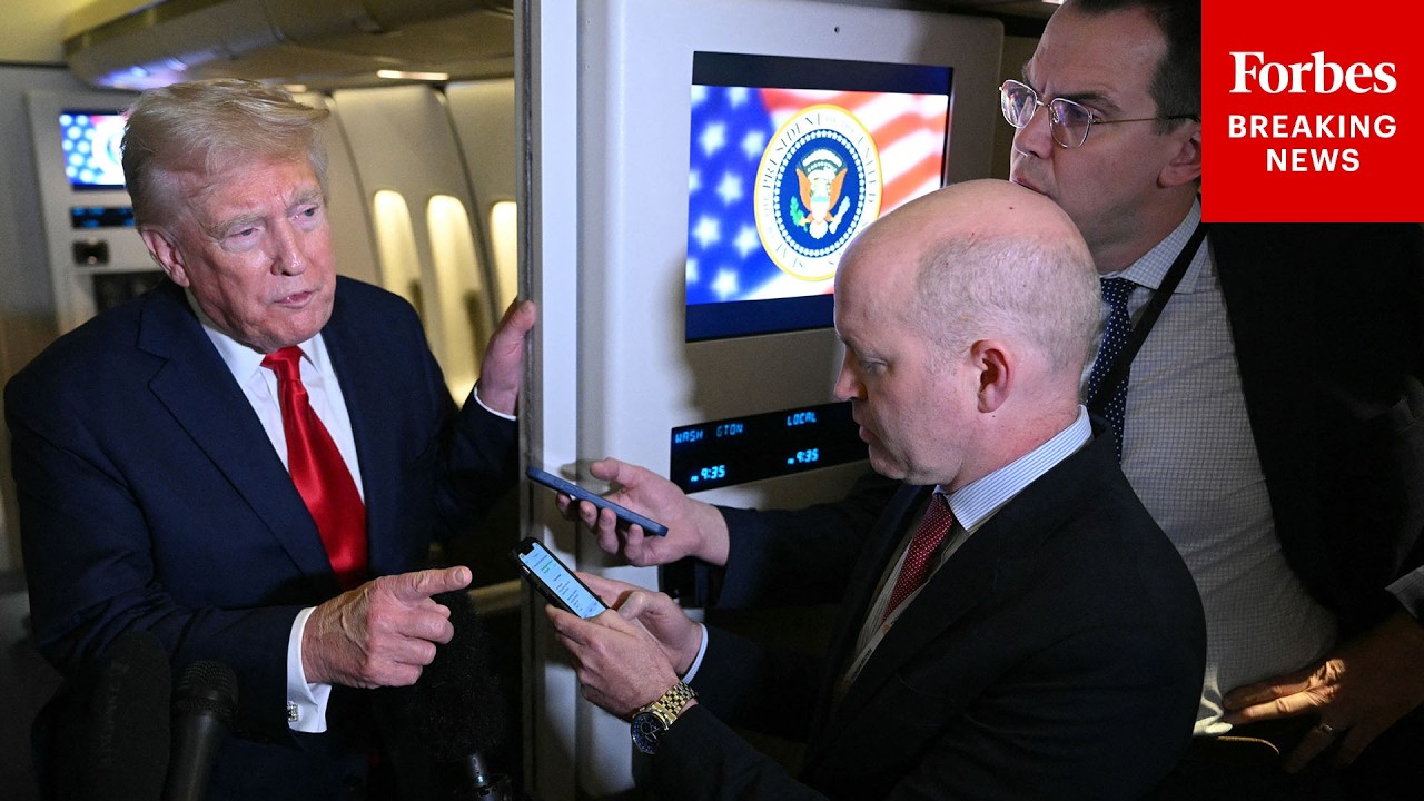 JUST IN: President Trump Holds Press Gaggle On Air Force One On Sunday Flight Back To Washington, DC