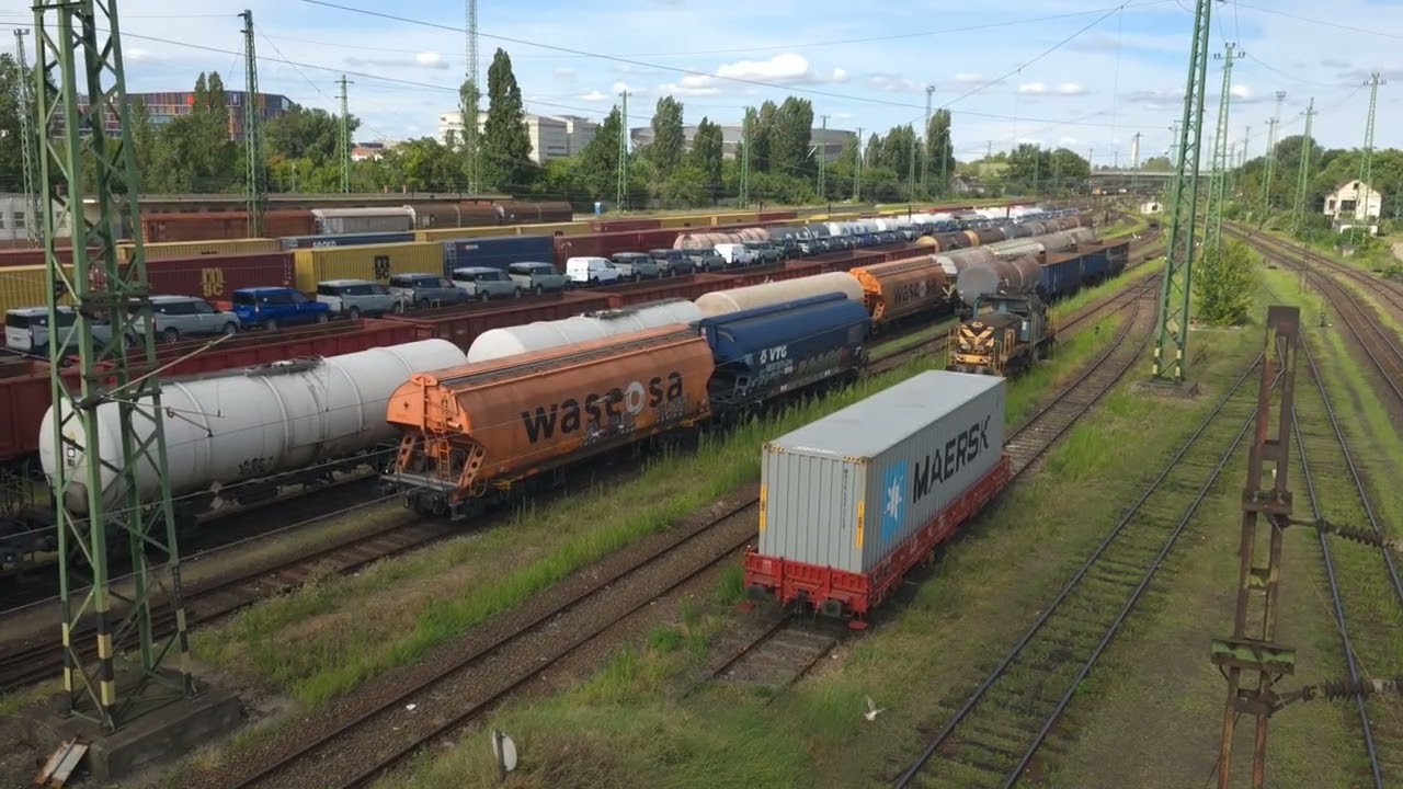 Trains at Ferencvaros in BUDAPEST (Hungary) passenger and freight