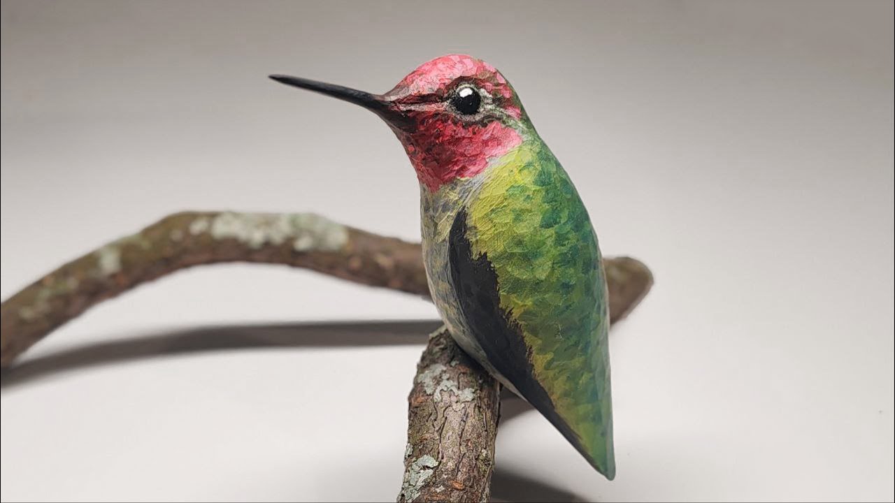 Carving a Bird | Whittling a Hummingbird out of a Tree Branch