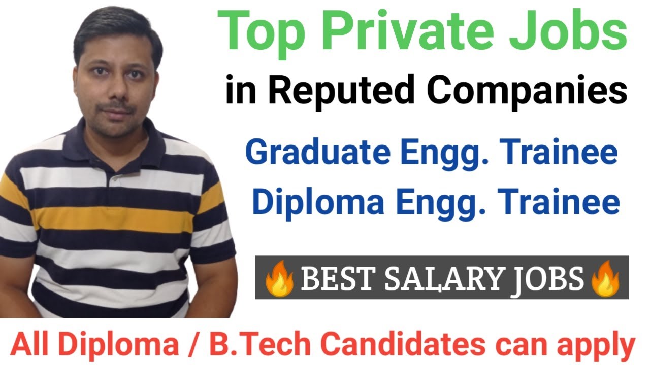 Top Private Jobs in Reputed Companies I Diploma & B.Tech Candidates can apply I Attractive Salary