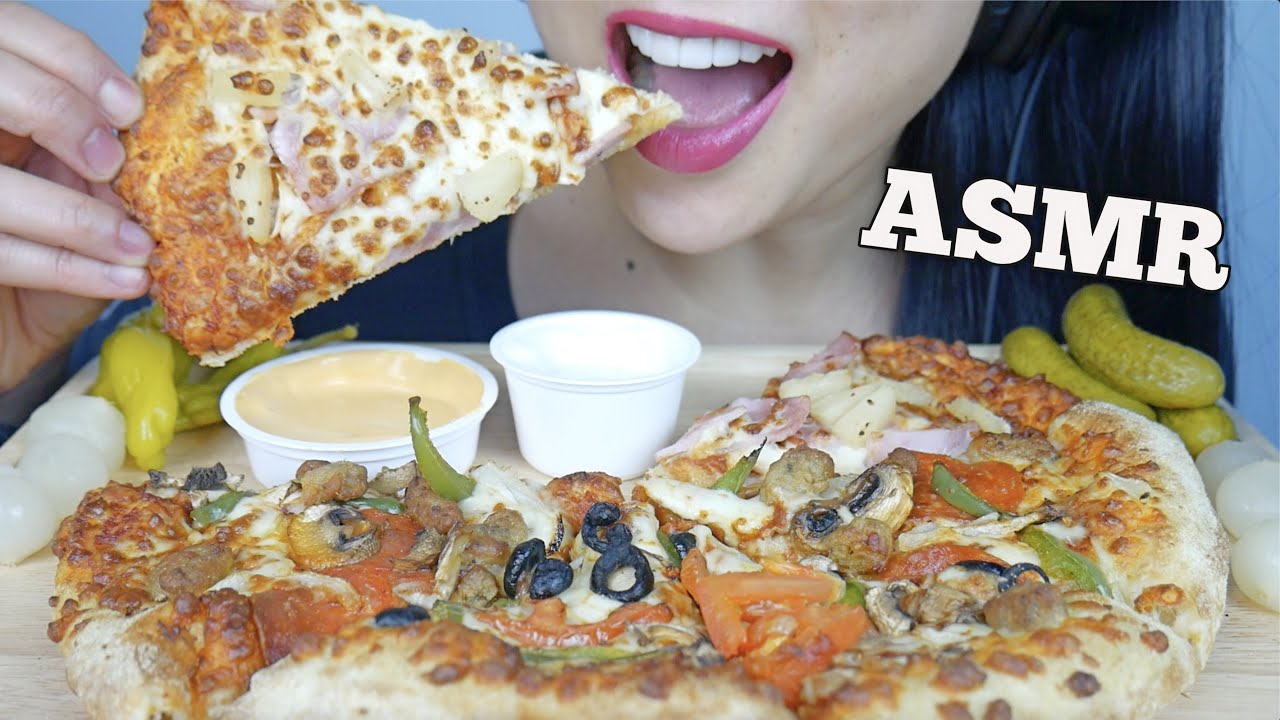 ASMR DOMINO'S PIZZA *DELUXE + HAWAIIAN + VEGGIES (EATING SOUNDS) | SAS-ASMR