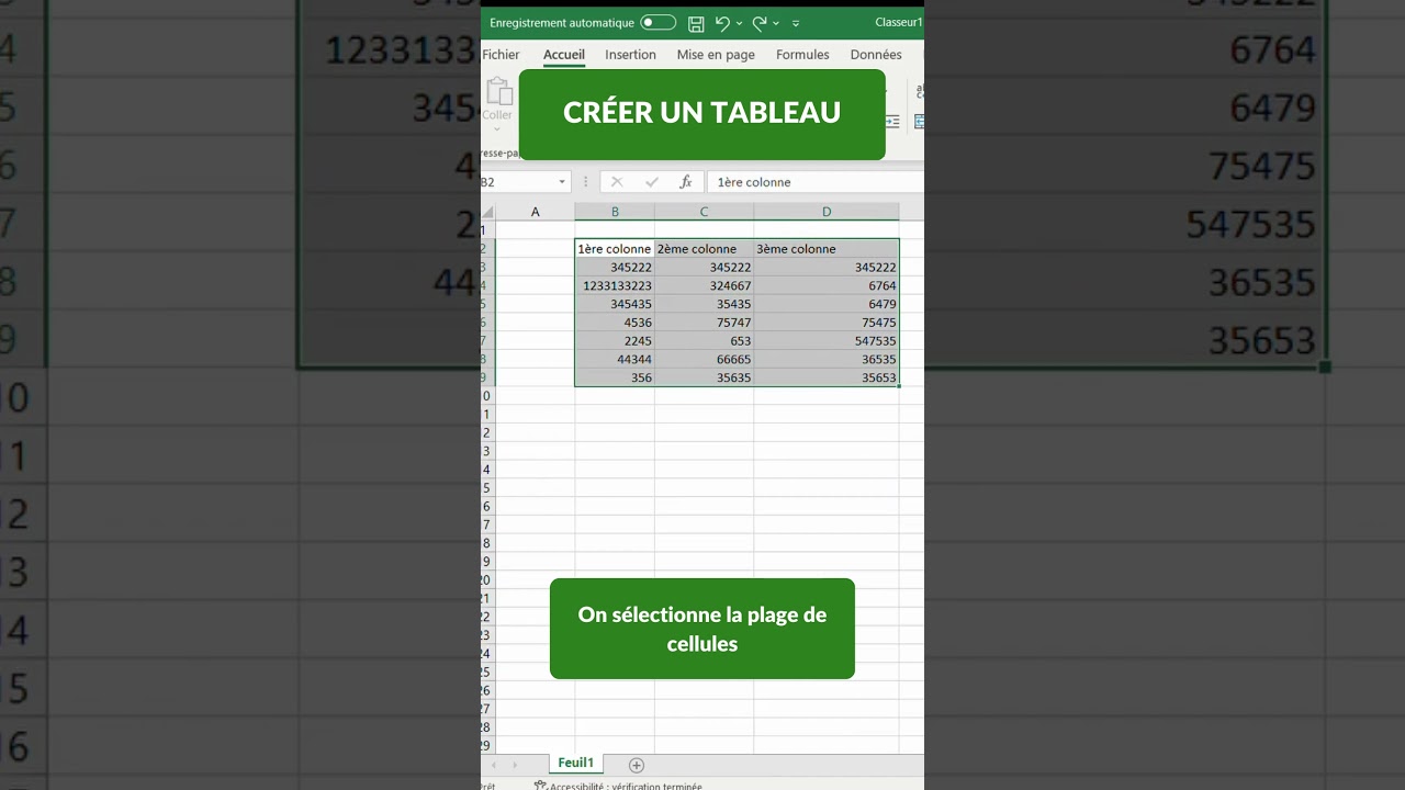 TUTO EXCEL │ Comment cr&eacute;er un tableau rapidement ? 🤔  #shorts #excel #tuto