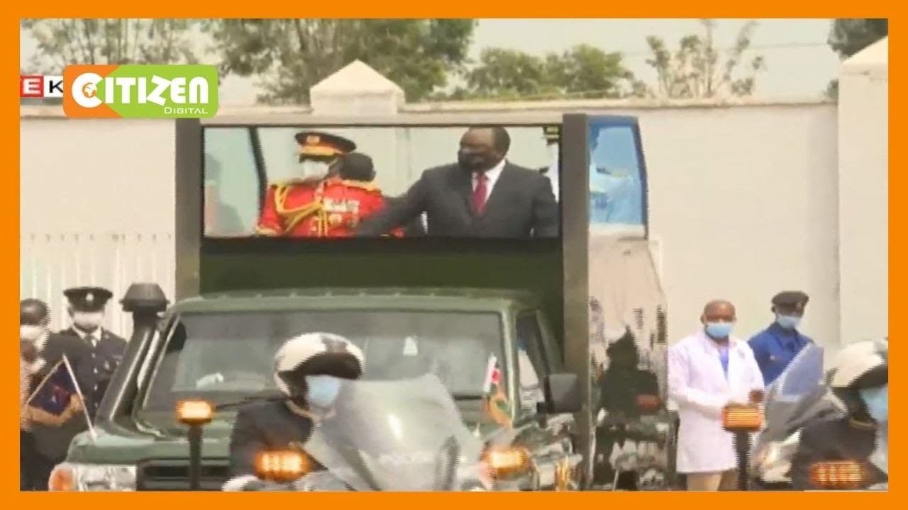 President Uhuru Kenyatta's entry at Gusiii stadium for Mashujaa Day celebrations