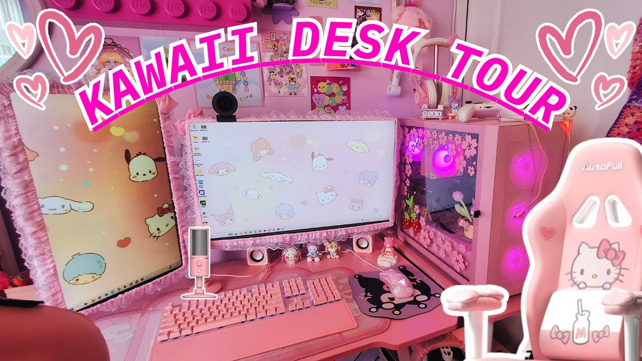 KAWAII GAMER DESK TOUR!! 2025🌸💻 gaming pc setup, cute setup, sanrio pc setup