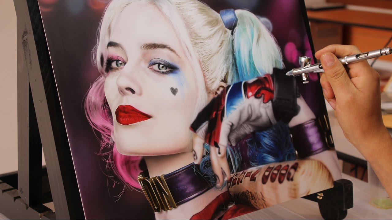 Painting Harley Quinn - Margot Robbie / Airbrush Harley Quinn