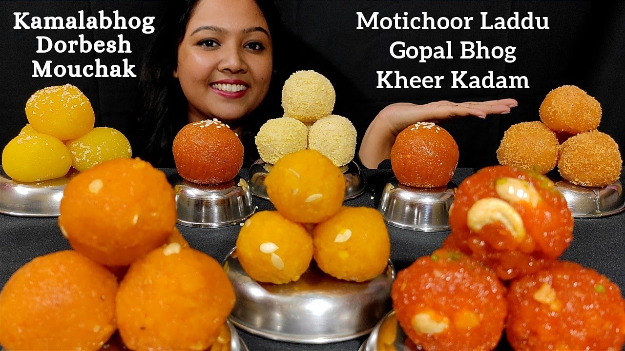 Indian 🥰 Sweets Eating ASMR | Ghee Laddu, Motichoor Laddu, Gopal Bhog, Kheer Kadam