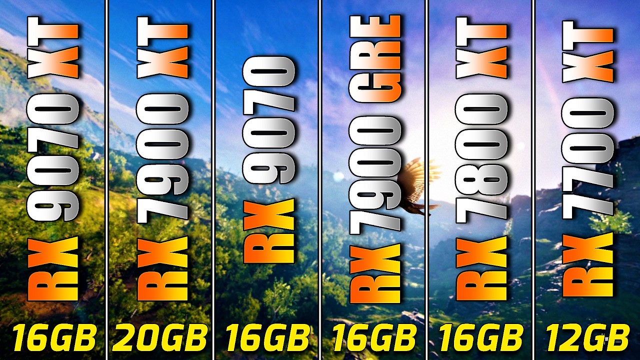 RX 9070 XT против RX 7900 XT против RX 9070 против RX 7900 GRE против RX 7800 XT против RX 7700 X...