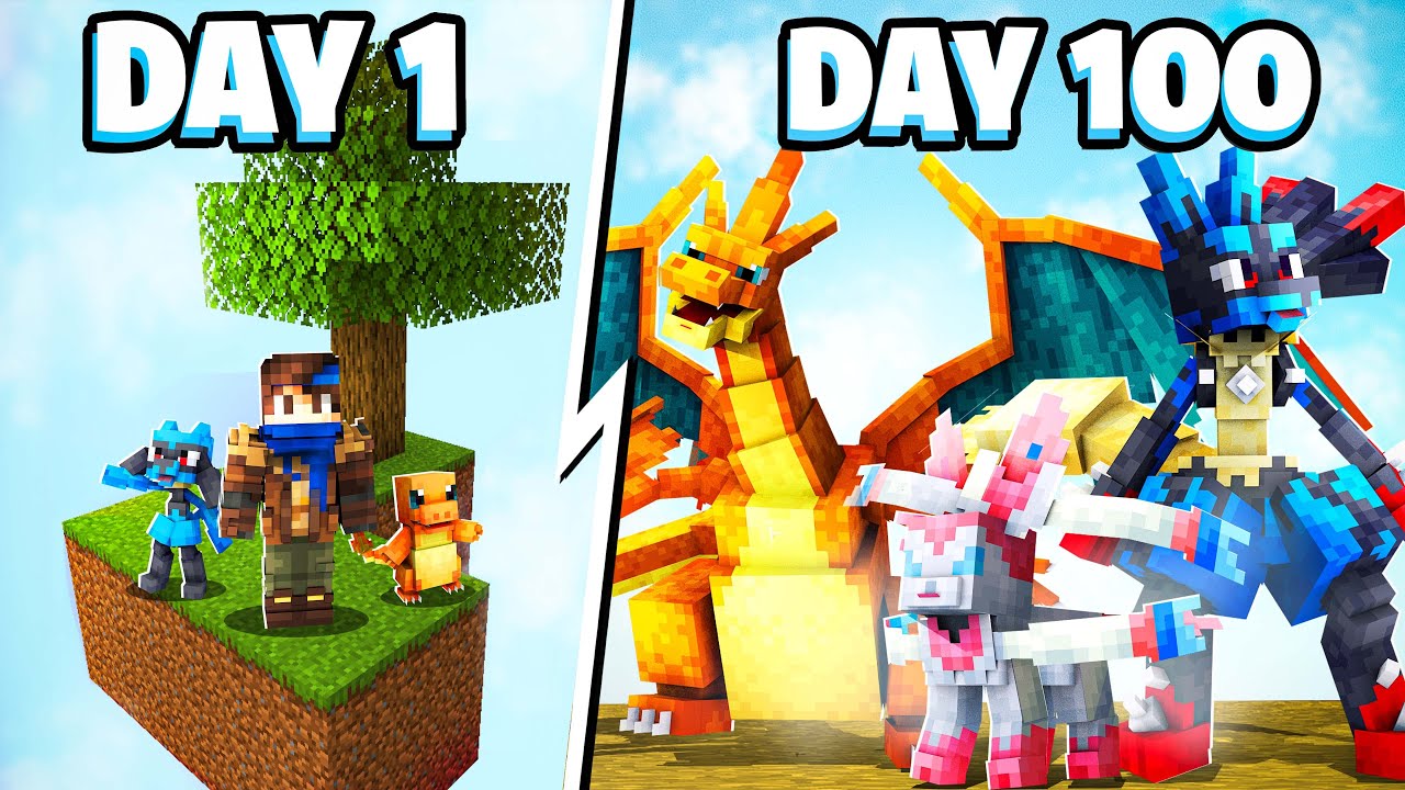 I Spent 100 Days in MEGA POKEMON SKYBLOCK! (Minecraft Cobblemon)