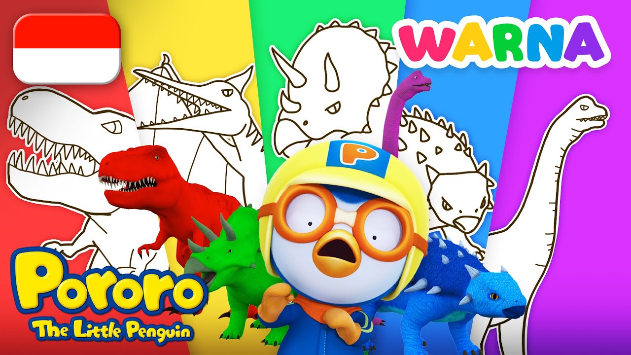 Pororo Bahasa Indonesia | Lukisan Dinosaurus Pelangi 🎨 Belajar Warna | Kartun Anak