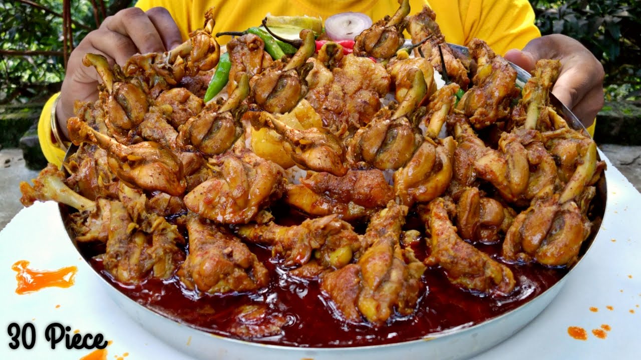 Huge Spicy Leg Piece With Oily Fat Curry Rice Salad 🤤 30 Pieces Chicken Leg Piece 🍗 Bengali Food 1