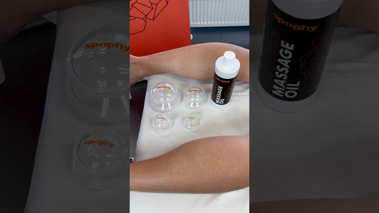Cupping the calf with Spophy Cupping Set to relieve muscle tension
