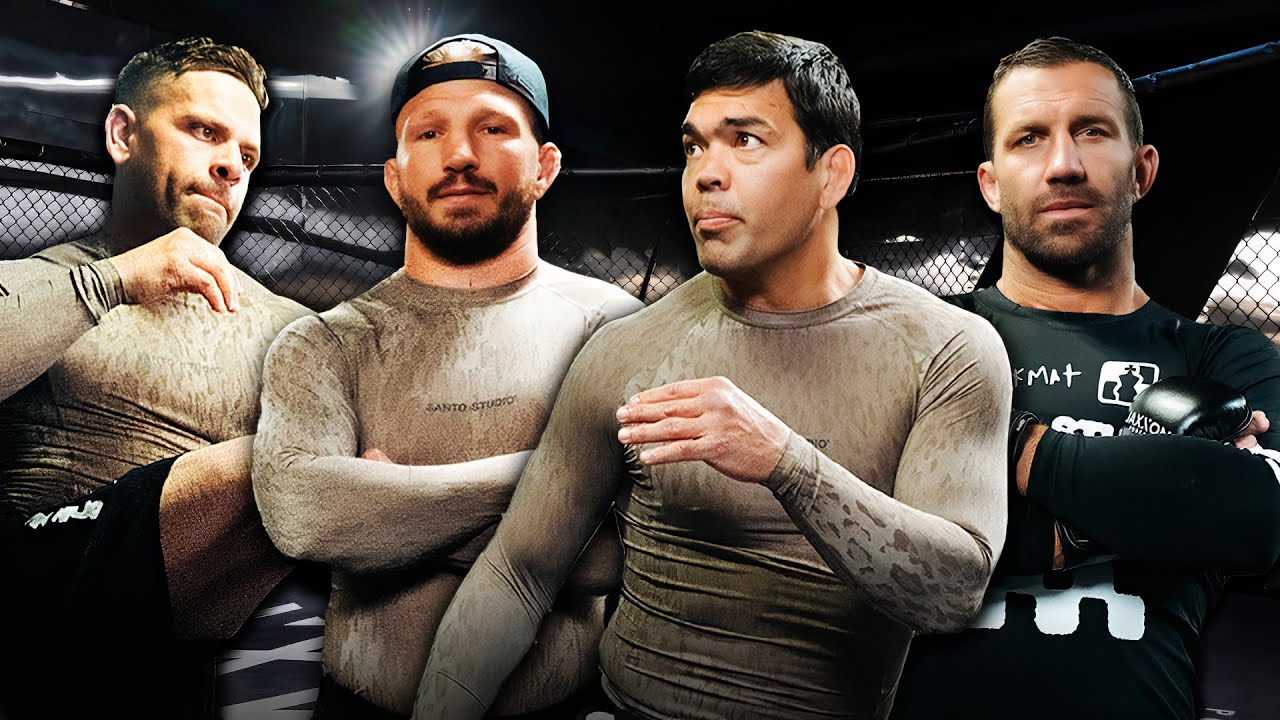 Lyoto Machida and TJ Dillashaw spars Luke Rockhold with Bear Degidio and Rampage Jackson