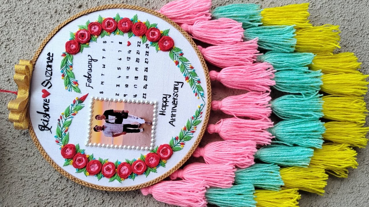 Anniversary Embroidery Hoop #wedding gift#gift#trending@gompanagamani_0410