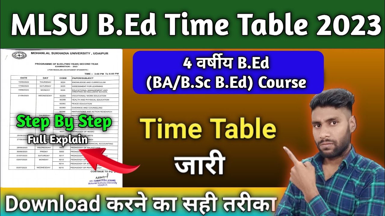 MLSU BA/B.Sc B.Ed 2023 Time Table जारी || MLSU B.Ed Exam time table Download kaise kare | Time Table