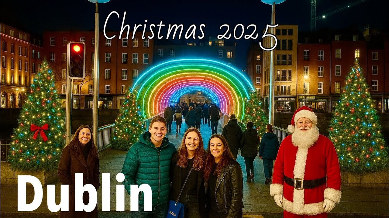 Temple bar Dublin Ireland  - Christmas Lights 2025 | 4k Night walk Dublin City Centre | UHD 60fps