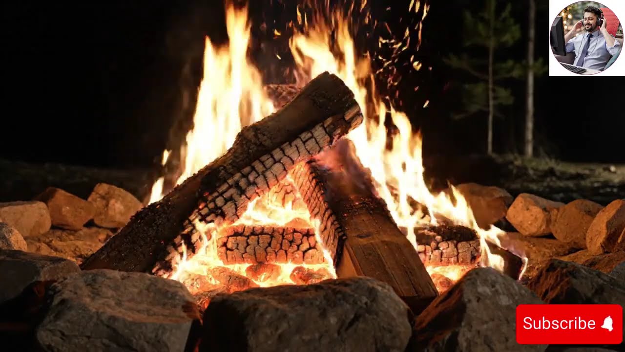 Relaxing Piano Music with Fire Sounds for Deep Sleep, Meditation & Stress Relief