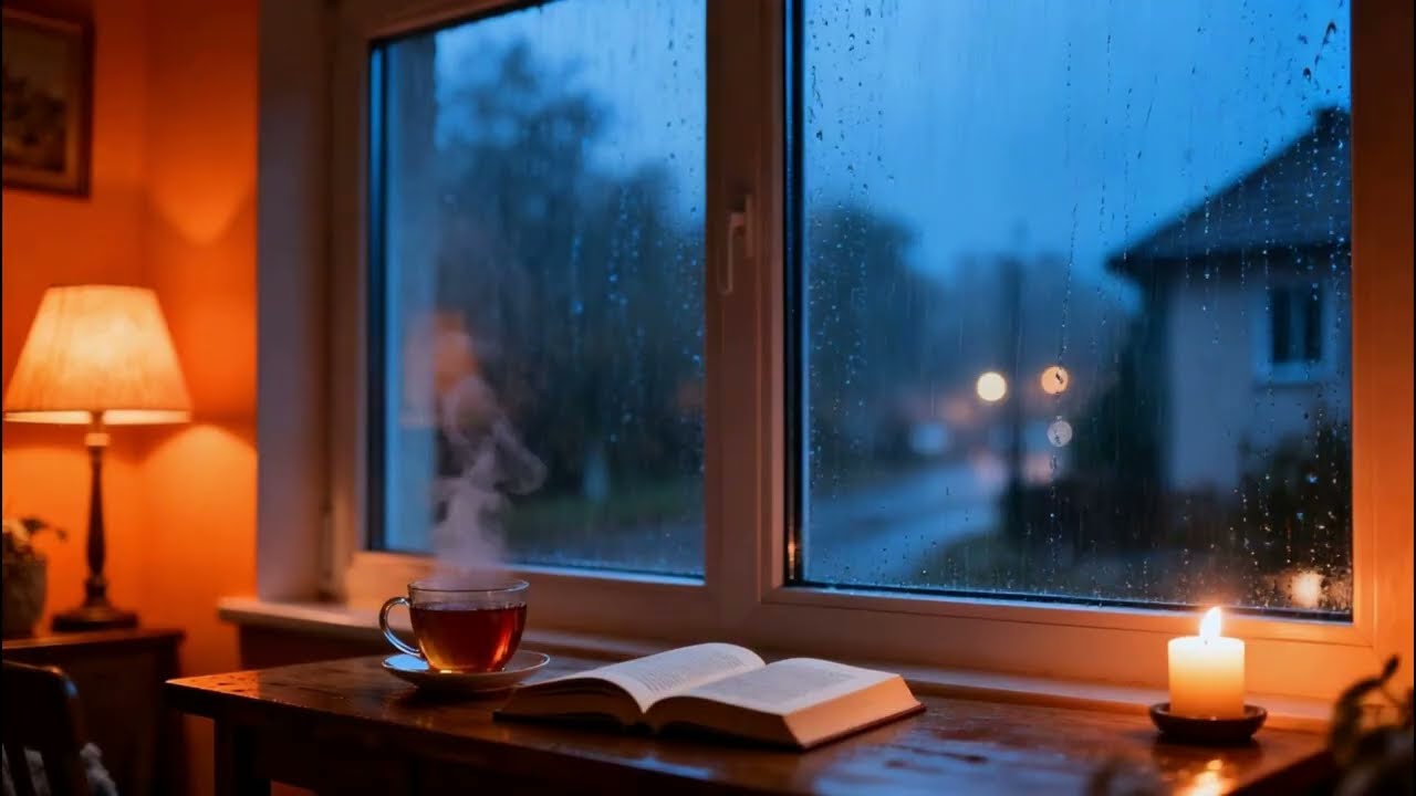Rain Sound On Window with Thunder Sounds in a Cosy HomeㅣHeavy Rain for Sleep, Study and Relaxation