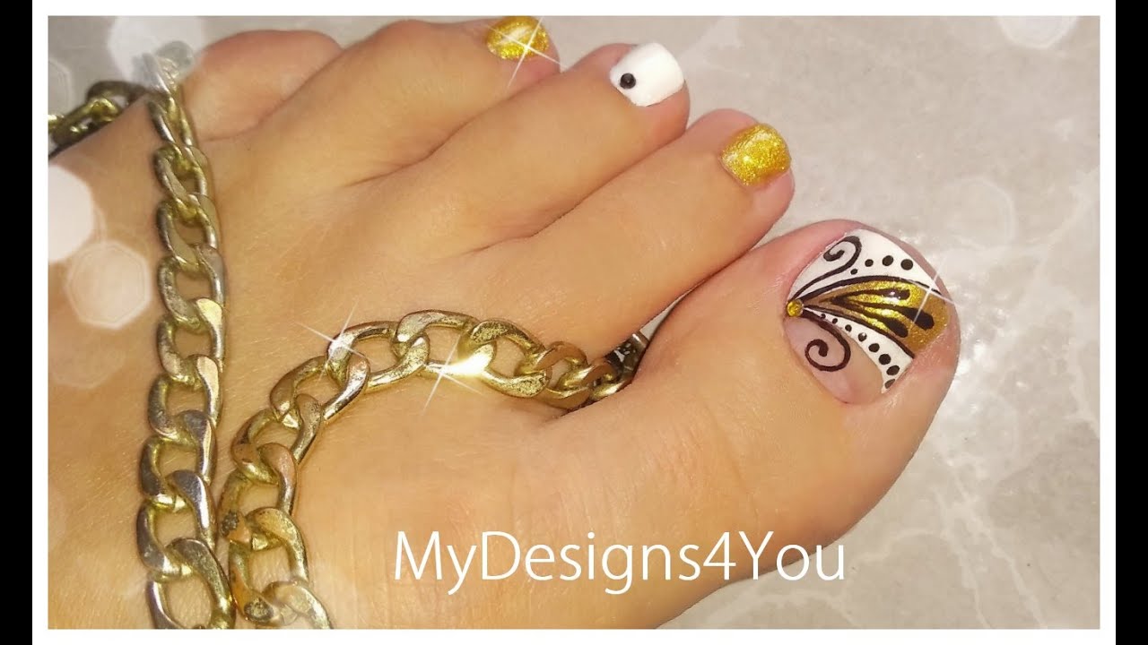 😍Golden Toenail Art Design | Дизайн ногтей Педикюр ♥