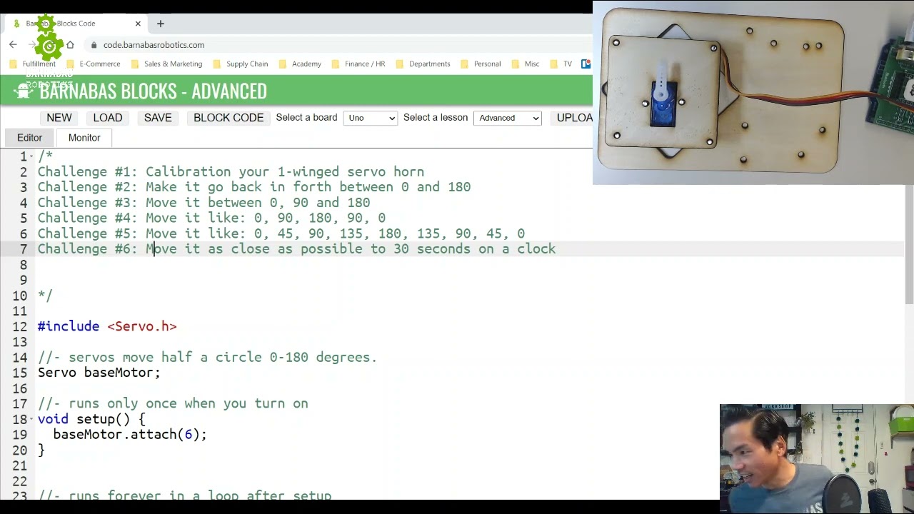 S2E2 - Introduction To While Loops and Variables Using the Base Servo Motor - Arduino Robot Arm