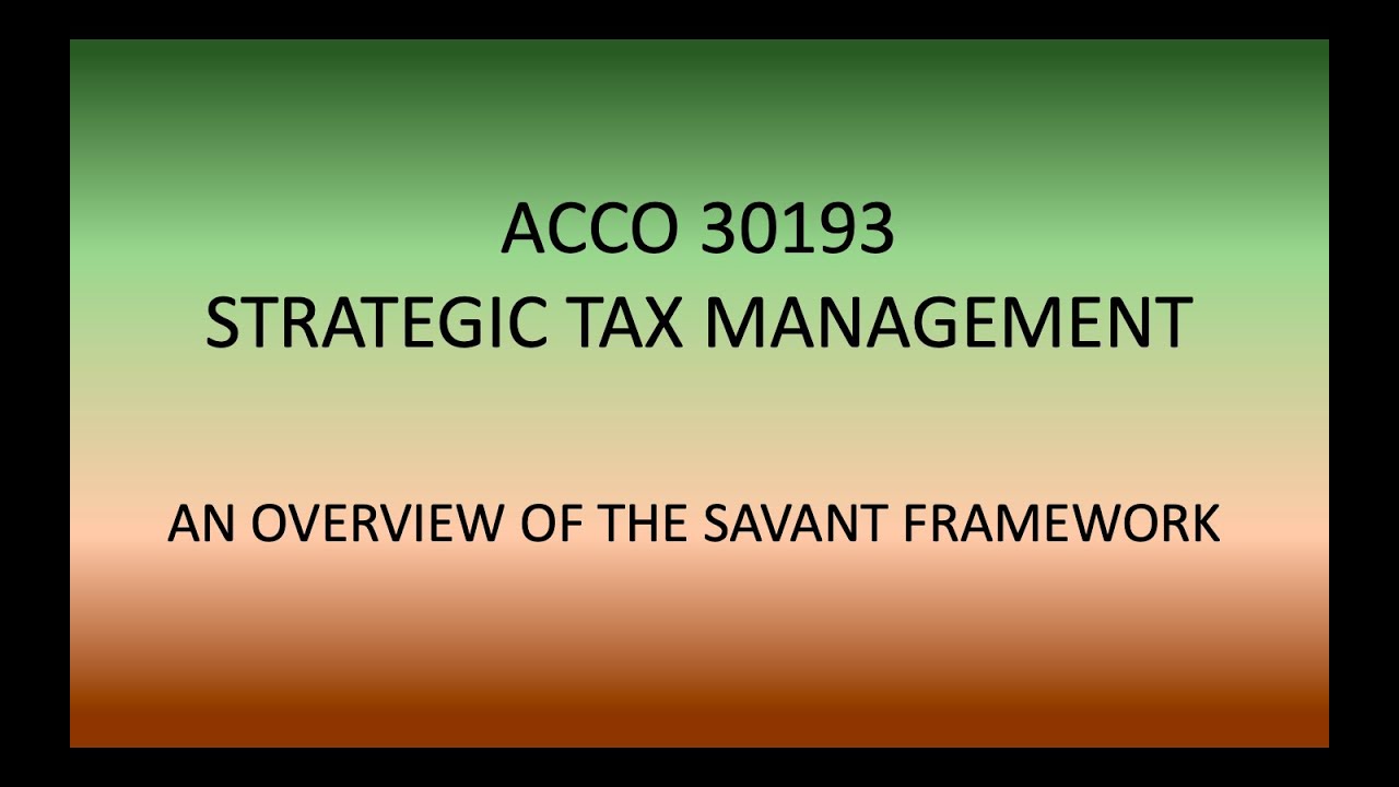 ACCO30193 - An Overview of the SAVANT Framework