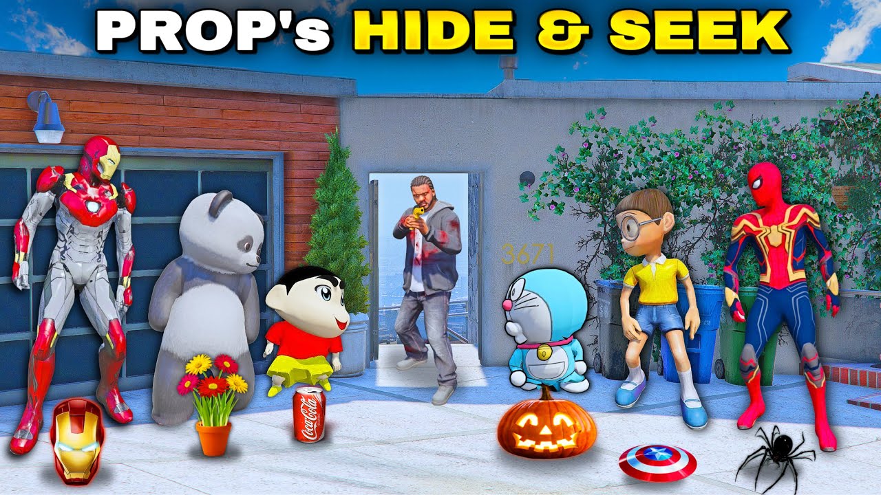 Shin chan & Franklin Playing ‘ Prop ‘ Hide & Seek in Michael New Mansion | GTA 5 in Telugu