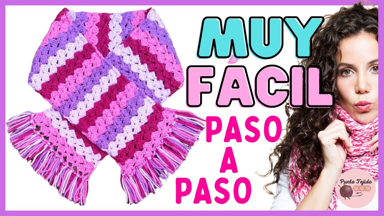 La más linda bufanda tejida a crochet para niña paso a paso fácil y rápido🥰😉🧶 bufanda a crochet