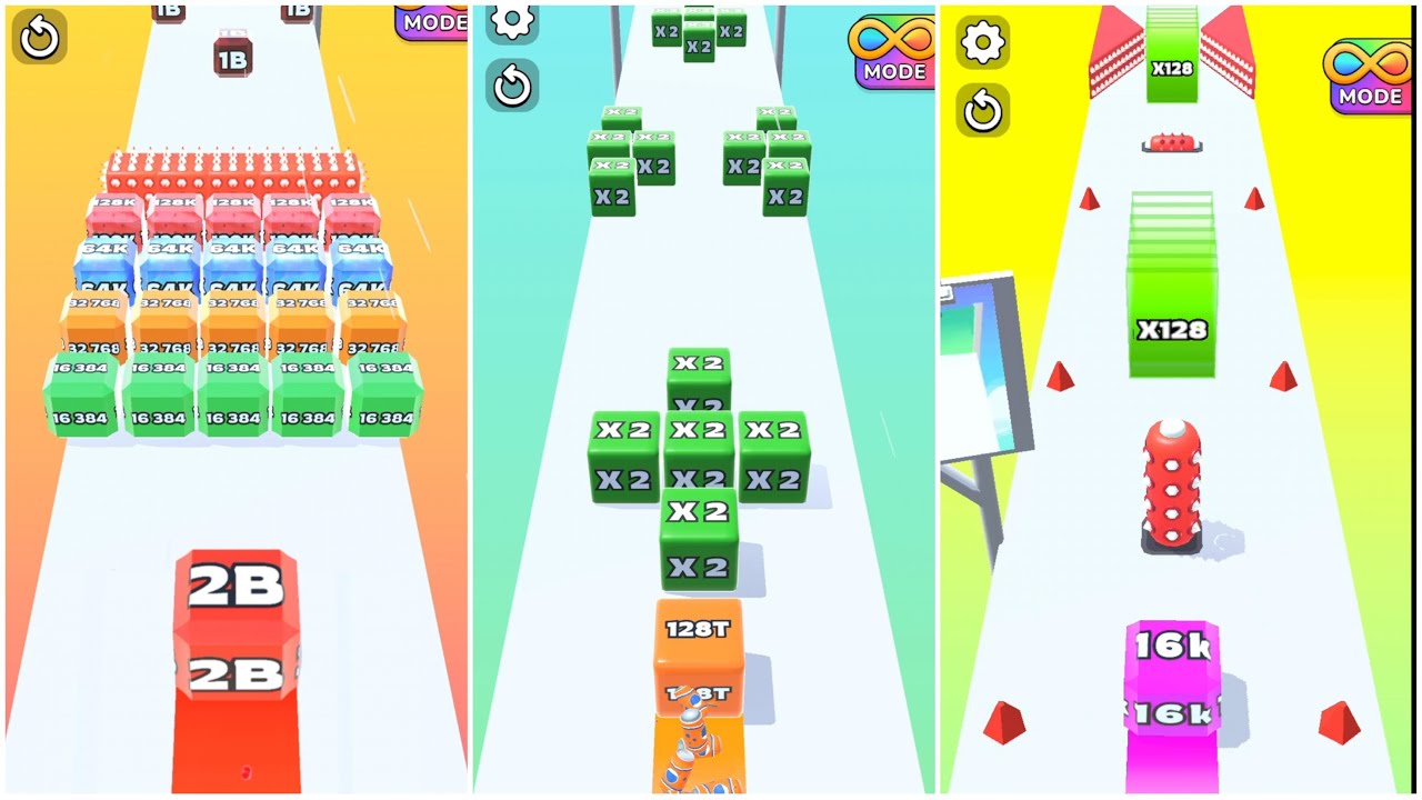 Jelly Run 2048 ULTIMATE Gameplay | 3 Shape Play Showdown! | 2T vs 16f vs 2048l Race