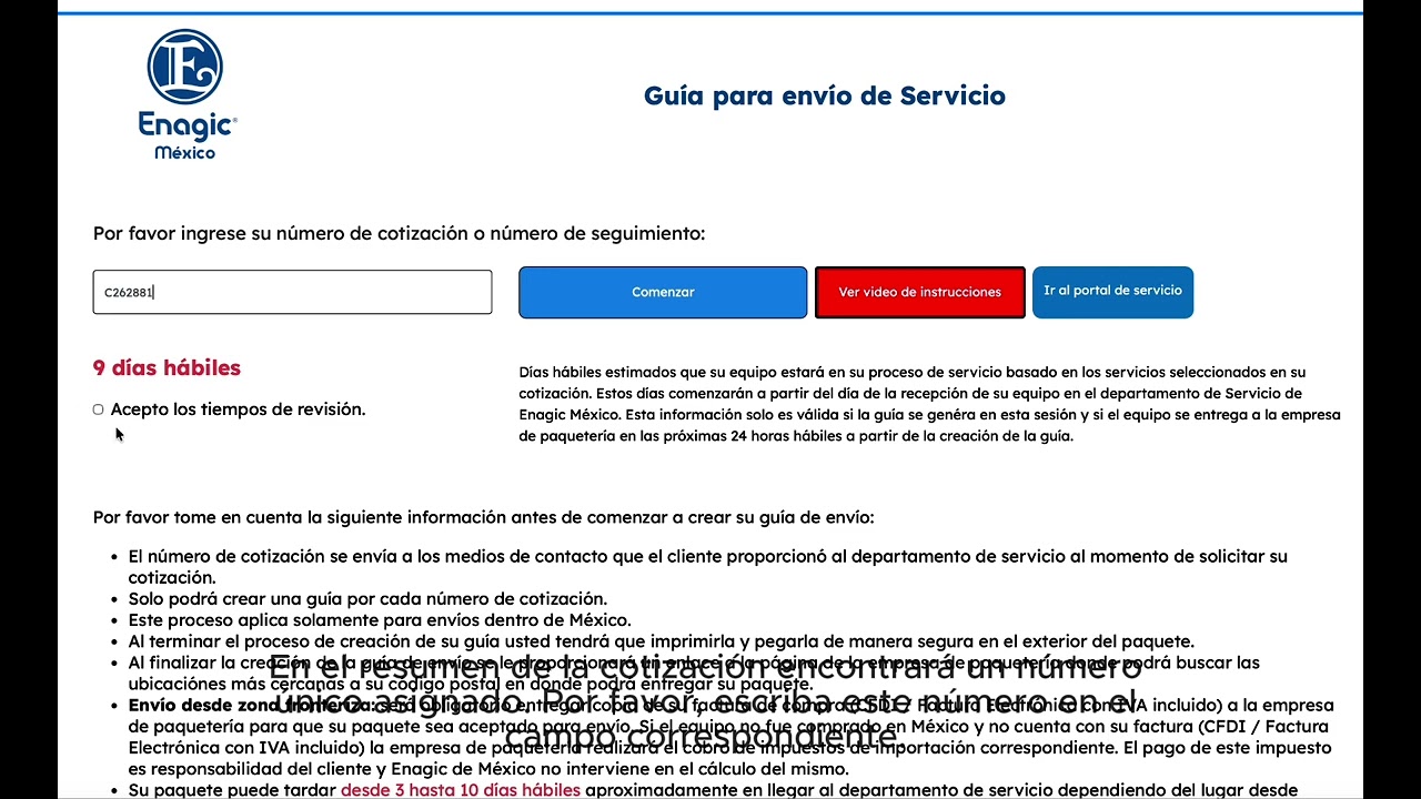 Instrucciones para generar Guías de Servicio
