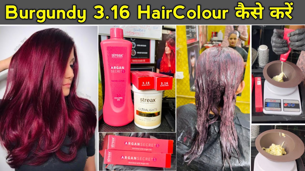 Burgundy 3.16 Hair Colour कैसे करें / 3.16 wine Red haircolor full Practical in Hindi
