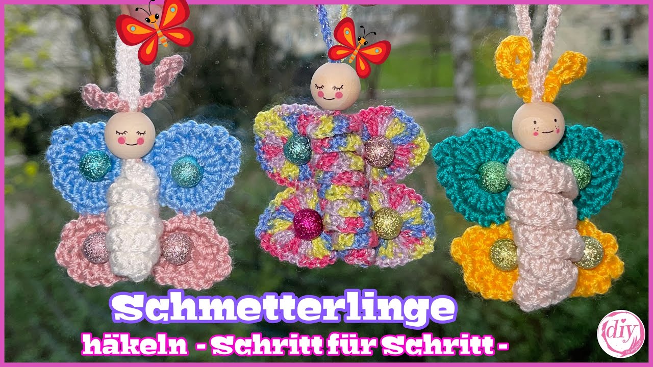 🦋 Schmetterling h&auml;keln | Schritt f&uuml;r Schritt | Sorgenw&uuml;rmchen | Gl&uuml;cksw&uuml;rmchen | schnell & einfach